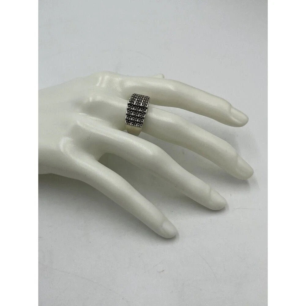 JWBR Sterling Silver & Diamond Tiered Cocktail Anniversary Open Back Ring Sz 8.5